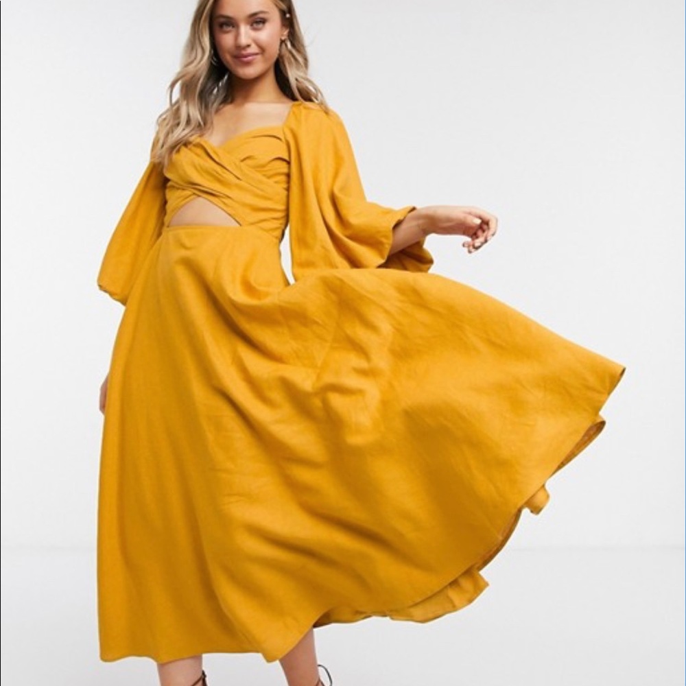 ASOS Edition - Open back Linen Midi Dress